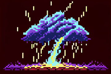 Wall Mural - Pixel 8 bit lightning storm