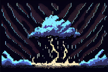 Wall Mural - Pixel 8 bit lightning storm