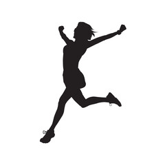 Wall Mural - Running woman isolated vector silhouette.