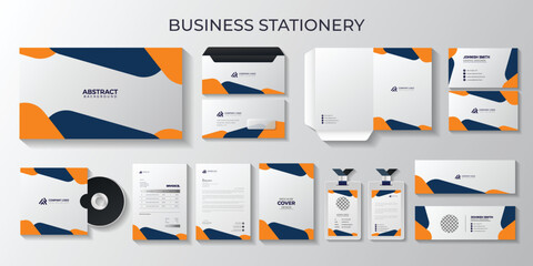 clean business stationery your business professional  full stationery and letterhead, identity, branding, id card, envelopes, all item Design