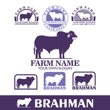 FARM COMPANY LOGO, Silhouette Of Great Brahman Bull Standing Vector Illustrations