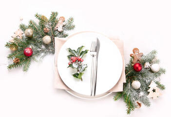 Wall Mural - Christmas table setting