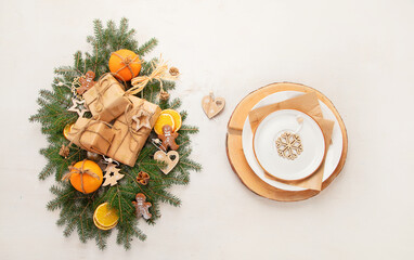 Poster - Christmas eco friendly table setting.