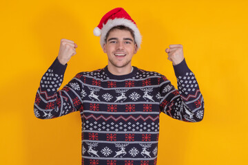 Poster - isolated young man with christmas clothes