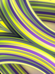 Poster - Abstract background of twisted geometric shapes with colorful stripes. 3d rendering digital illustration