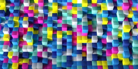 Poster - texture and background from many volumetric cubes at different levels. 3d render.