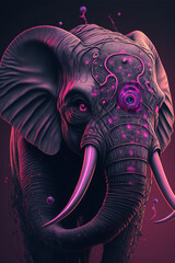 Wall Mural - Cyborg Elephant,digital art,illustration,Design,vector,art