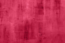 Trendy 2023 Viva Magenta Color Grungy Red Background With Old Cement Texture As A Wall In Retro Style.