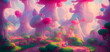 Artistic painting of a colorful candy land, wallpaper