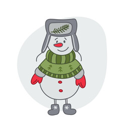 Wall Mural - Cute snowman in a hat in doodle. Christmas symbol.