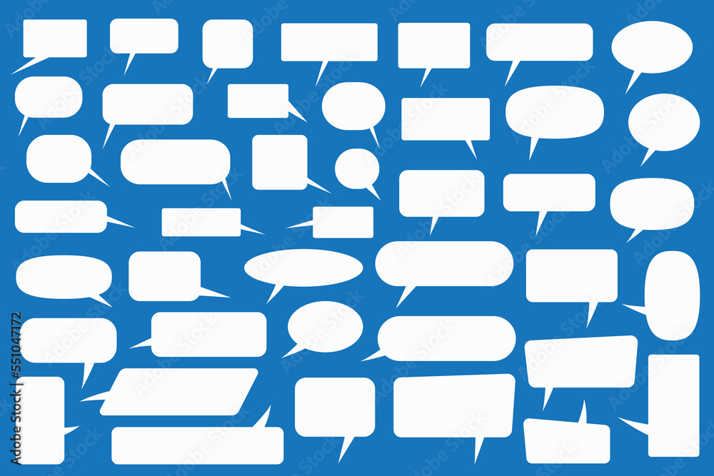 Set of speech bubbles. Blank empty vector white speech bubbles. Cartoon ...