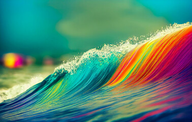 Canvas Print - colorful rainbow wave background generative ai illustration