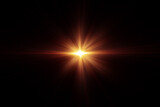 Fototapeta  - 3D illustration Lens Flare. Light over black background. Optical Flare 3D rendering effect element to add overlay or screen filter over your photos. Abstract sun glare digital lens flare background.