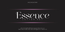 ESSENCE Luxury Letter Fonts And Alphabet Set. Modern Tech Typeface. Minimal Font Logo Design For Company.