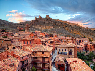 Wall Mural - Views of Albarracin with its cathedral in the foreground.