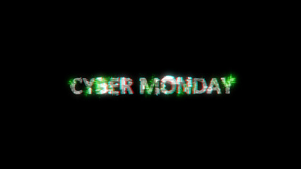Poster - glowing cybernetic text CYBER MONDAY on black - meta universe concept, isolated - object 3D rendering