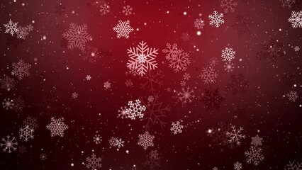Wall Mural - falling winter snow red christmas background video