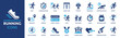 Running icon set. Running sport icon elements. Containing runner, race, finish line, treadmill and timer chronometer icons. Vector illustration.