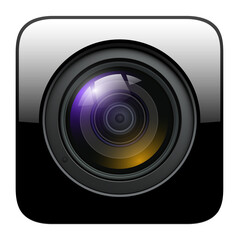 Poster - Photo camera icon, 3d isolated with glass lens.