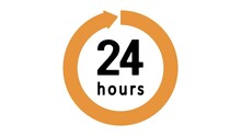 Clock 24 Hours Icon, Isolated On Transparent Background With Alpha Channel.