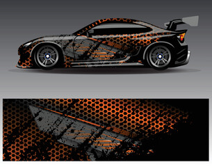 Car wrap design concept. Abstract racing background for wrapping vehicles  race cars  cargo van  pickup trucks  and racing livery.