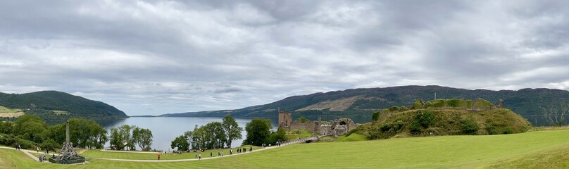 Wall Mural - Landscape of the Highland with ruins of medieval castle in Scotland