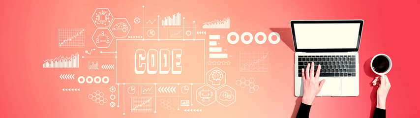 Code with person using a laptop computer
