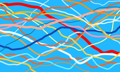 Poster - multicolor curve lines, abstract background. outline waves, abstraction color shapes, modern backdro