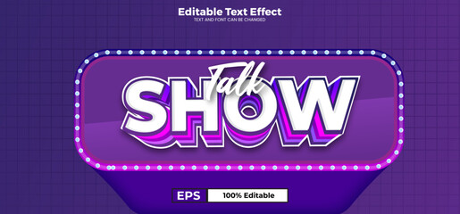 Wall Mural - Talk Show editable text effect in modern trend style