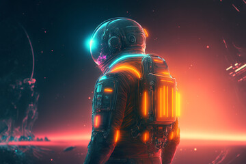 Wall Mural - illustration backside of astronaut in space suit