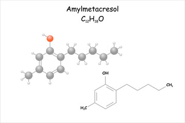 Wall Mural - Stylized molecule model/structural formula of amylmetacresol