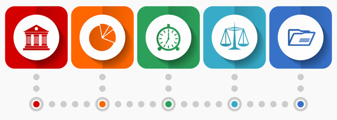 Leinwandbilder - Education vector icons, school flat design web buttons collection, business concept infographic template
