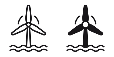 Aufkleber - ofvs248 OutlineFilledVectorSign ofvs - windturbine ocean icon . offshore sign . isolated transparent . outline and filled version . AI 10 / EPS 10 . g11588