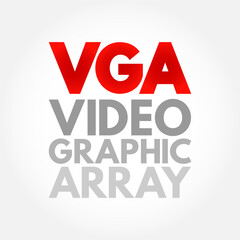 Aufkleber - VGA Video Graphic Array - video display controller and accompanying de facto graphics standard, acronym text concept background