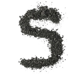 Wall Mural - Black coal pile, alphabet letter S, isolated on white, clipping path