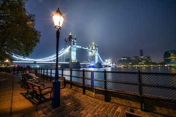 Sticker - Tower Bridge at night in London. England