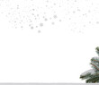 Schneebedeckte Tannenzweige bei Schneefall, Transparenter Hintergrund