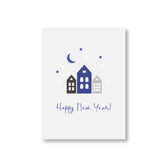 Wall Mural - Vector Happy New Year greeting card scandinavian minimalistic style	
