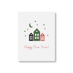 Wall Mural - Vector Happy New Year greeting card scandinavian minimalistic style