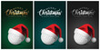 Golf balls and Santa Claus hat - Merry christmas Greeting Cards - vector design illustration Set of green - blue - black Background