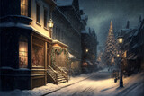 Fototapeta Uliczki - snowy streets christmas vibes