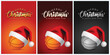 Basketball balls and Santa Claus hat - Merry christmas Greeting Cards - vector design illustration Set of orange - red - black Background