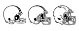Fototapeta Sawanna - Football helmet evolution black and white set