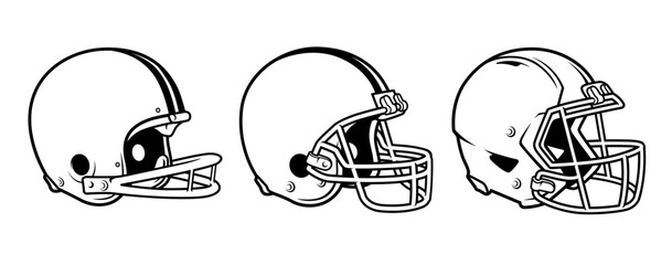 Football helmet evolution black and white set