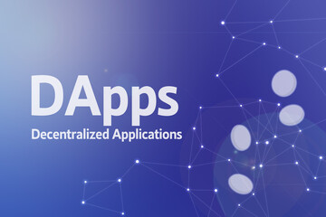 Poster - Title image of the word Decentralized Applications. It is a Web3 related term.
