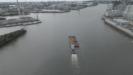 Wall Mural - Aerial shot of the Hamburg harbor during the day in Germany