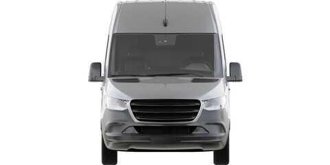 Sticker - front view of white delivery van side view on isolated empty background for mockup