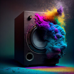 Speaker with Rainbow Magnetic Dust, AI