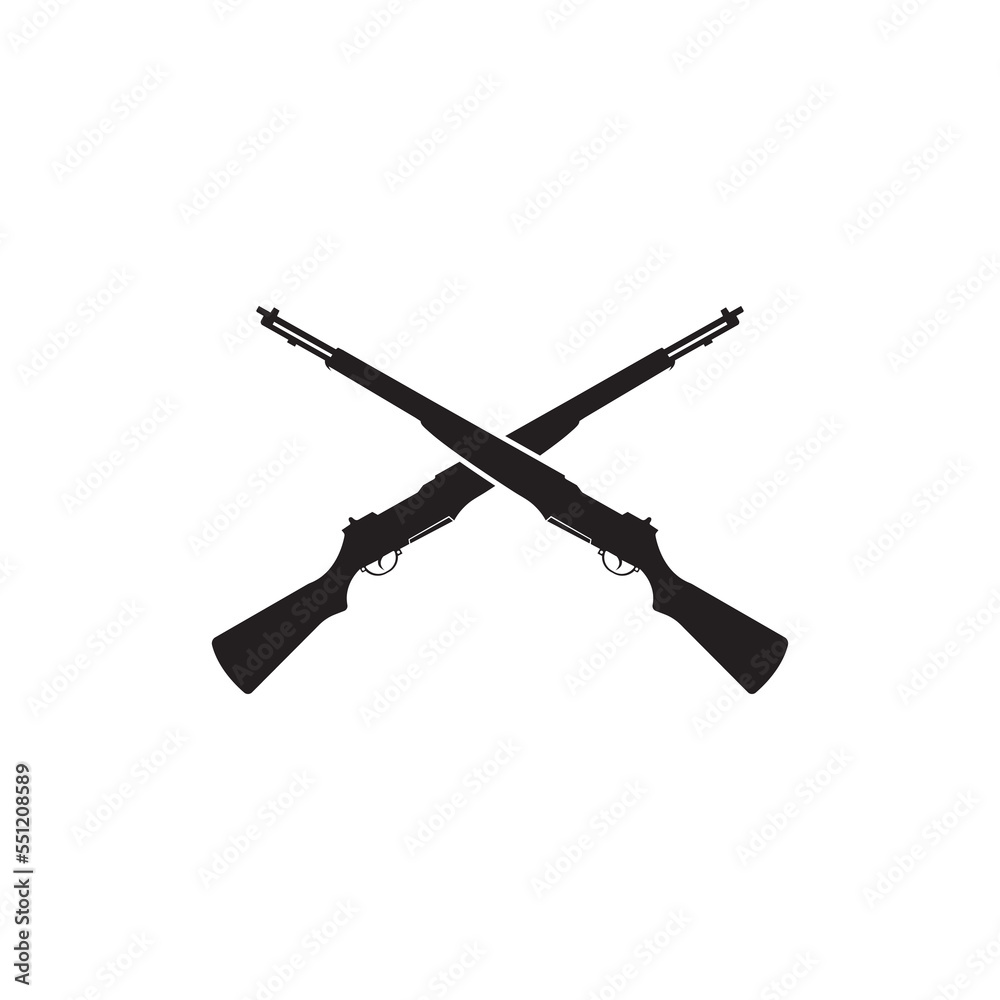 Crossed M1 Garand Rifles And Famous Rifle Weapon WWII Vector Design 