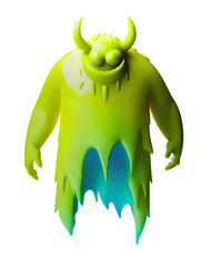 Wall Mural - glowing hovering alien ghost Monster illustration transparent background png fantasy scifi cute blob cartoon
isolated digital art concept artwork creature character animation design
 3d style